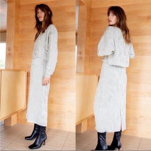 NWT ZARA GREY CRINKLE CHIC 2 PIECE SKIRT TOP SET S M